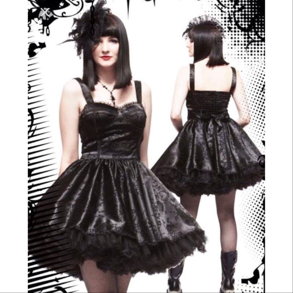 Black Gothic Lace Fit-and-Flare Dress